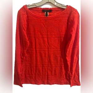 BCBGMAXAZRIA Red Lace Blouse – Feminine Evening Top Size M